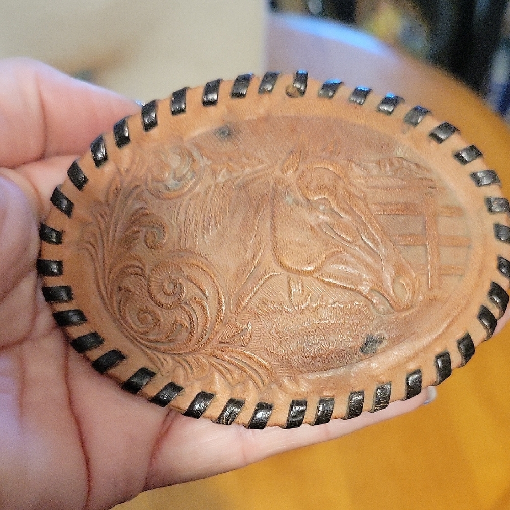Leather Horse Embossed Belt Buckle